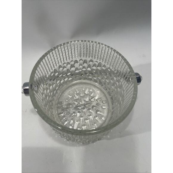 Vintage Mid Century Teleflora Glass Ice Bucket w/ Chrome Handle Made in Taiwan - Picture 4 of 9